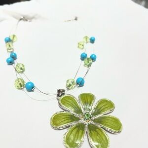 Green and Blue Floral Necklace